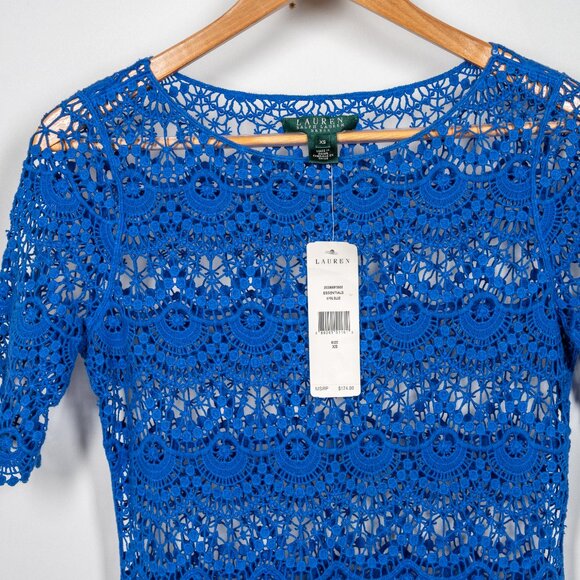 Ralph Lauren Royal Blue Lace Overlay Dress - Size XS - Retail $174 - Picture 3 of 8